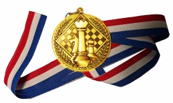 Шахматная медаль круглая с лентой ЗОЛОТО